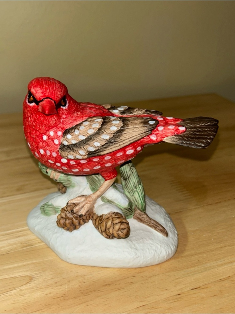 The Lenox 2016 Christmas Strawberry Finch Limited Edition Porcelain Bird